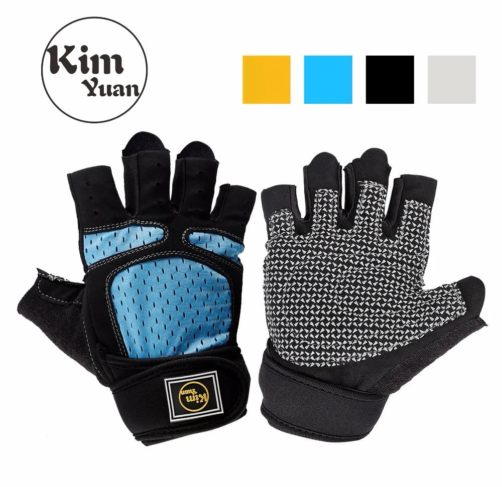 

KIM YUAN Workout Gym Safety Gloves with Wrist Wrap Support & Full Palm Protection for Weight Lifting,Training,Fitness, Exercise
