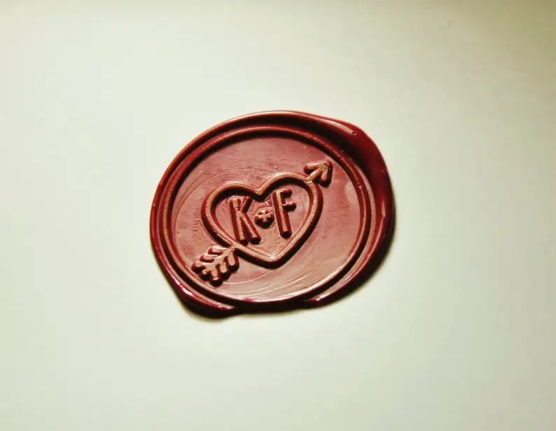 

An arrow through a heart wax Seal stamp 2 initials monogram wax seal stamp custom design wedding invitation wax seals party wax