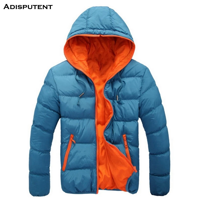 

Adisputent 2019 Men's Slim Fit Winter Hooded Puffer Jacket Cotton Coats Male Outwear Warm Candy Color Zipper Slim Coat Homme