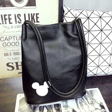 Mujeres famosa marca nueva llegada mickey cubo bolsa de cuero de la pu las mujeres de la Cremallera Del Bolso Bandolera Dama de la Moda Bolsas pequeñas para mujeres