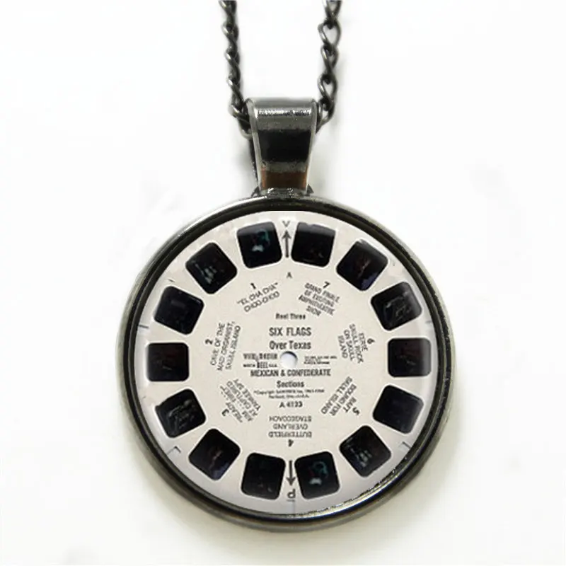 

10PCS View Master necklace Vintage Viewmaster Reel Viewfinder Eighties Fads Geek Art necklace Fads print glass necklace