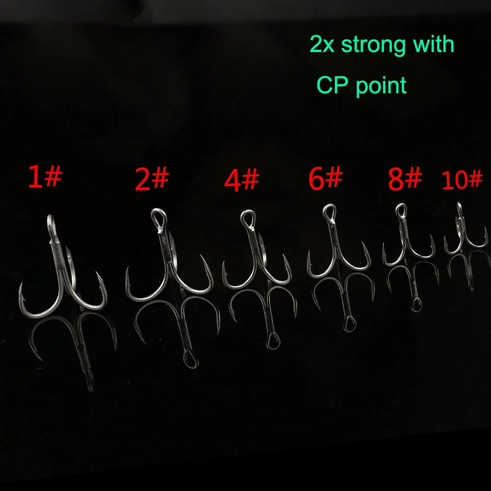 JonStar 10 шт./лот тройной крючок 2X супер сильный#1#2#4#6 для тунца, Кита, морской рыбалки с перевернутым Т-образным покрытием с никелем