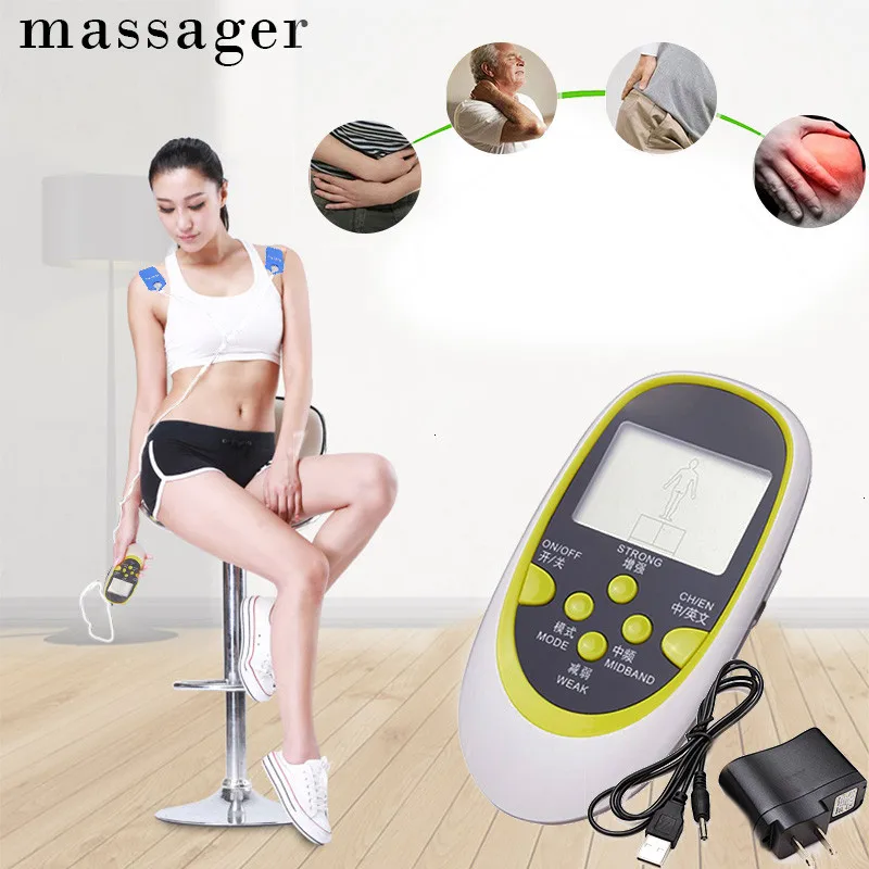 Muscle Stimulator Electronic 8 Electrodes Machine Pulse Massager Pain Relief F1108in Face Skin