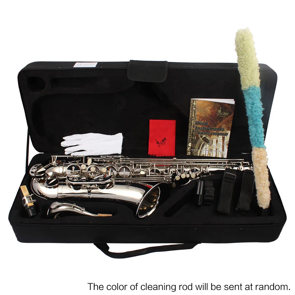 LADE Латунь Bb тенор-саксофон резной корпус с рисунком кнопки ветер инструмент с чехлом перчатки, Чистящая салфетка Пояс Кисти