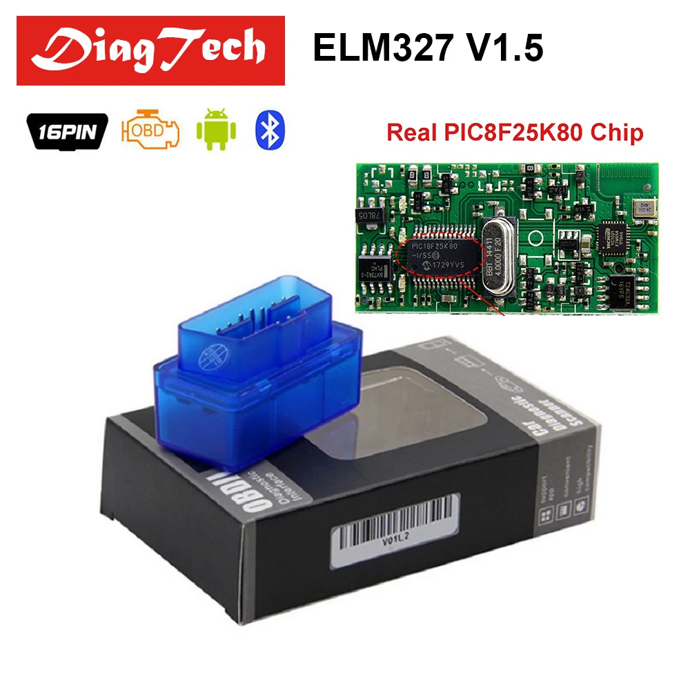 ELM327 V1.5 с реальными PIC18F25K80 чип ELM 327 1 5 Bluetooth автомобиль автомобильные инструменты