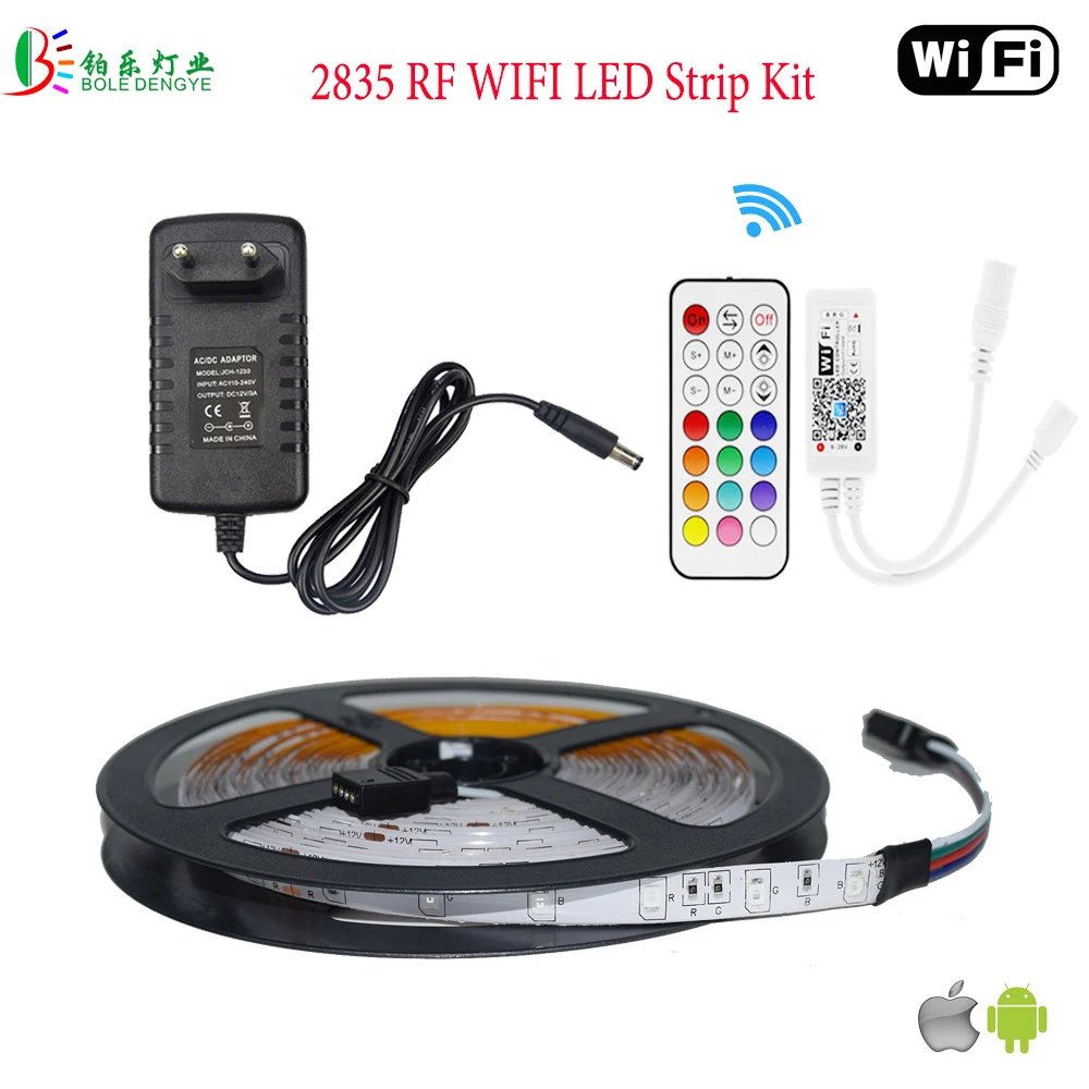 

5050 LED Strip RGB Waterproof 60LED/M LED Diode Tape Flexible Light RF WIFI Wireless Control IR Remote RGB Controler LED Adapter