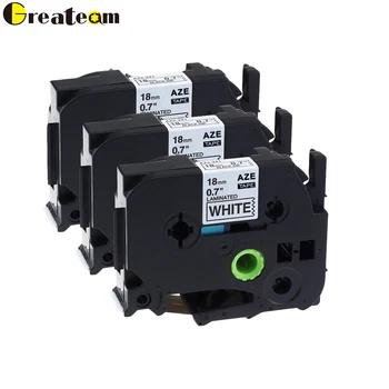 

Greateam 3pcsTZe241 TZ 241 TZe-241 Compatible Brother P-Touch Black on White 18mm Laminated Tze Tz Label Tape for Label Printer