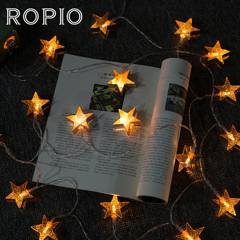 

ROPIO 3M 20 LEDs Lighting Strings Star Heart Shape Garland LED Fairy Flashing String Lights For Christmas Wedding Home Decor