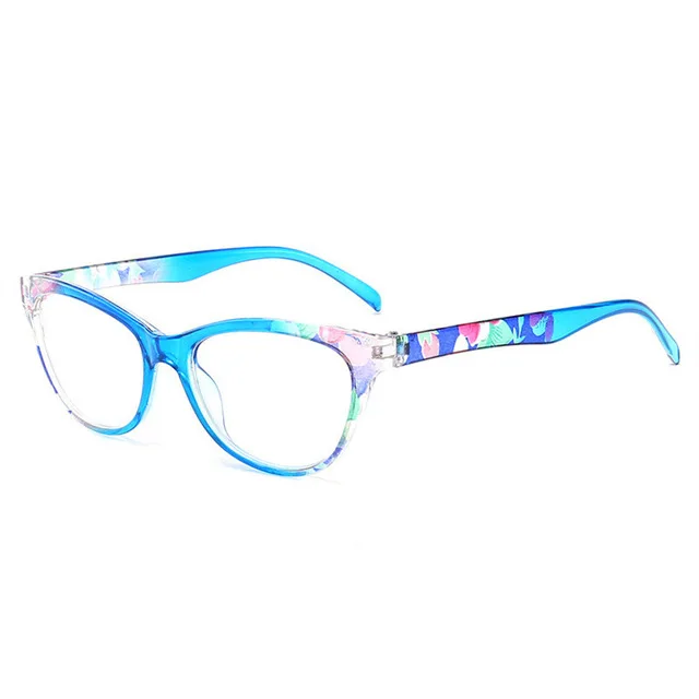 YOOSKE Модные женские очки для чтения с принтом, ультралегкие очки против усталости, очки для дальнозоркости, очки по рецепту+ 1,5+ 4,0 - Цвет оправы: blue