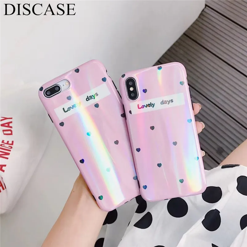 DISCASE чехол для телефона iphone 8 7 6 6s плюс X IMD глянцевое лазерной INS японский простой