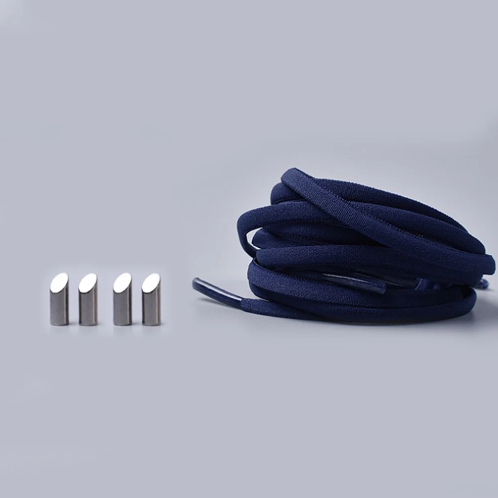 1 пара 105 см эластичные шнурки без галстука фиксирующие круглые шнурки для ботинок шнурки для кроссовок для детей и взрослых легкие быстрые шнурки для обуви - Цвет: dark blue