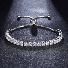 Rinhoo простой 4 мм браслет винтажный CZ камень тонкий женский теннисный браслет женский трендовый регулируемый браслет ювелирные изделия на цепочке подарки для девочек