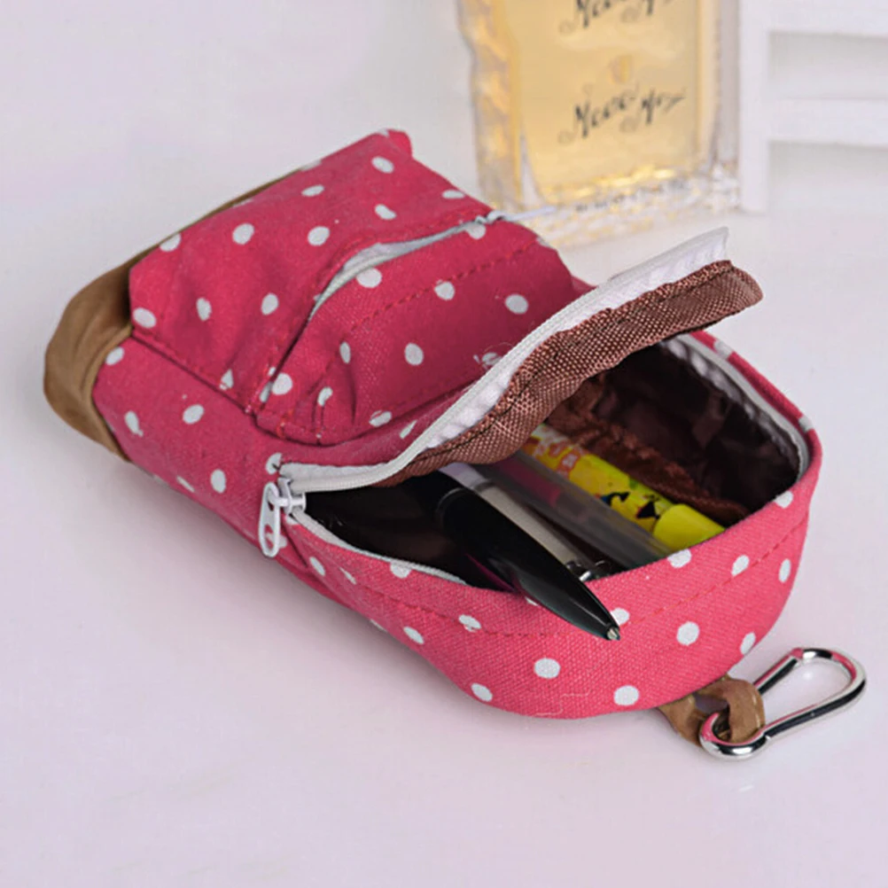 

1pc cute Korean Big Capacity Canvas Backpack Polka Dot Pencils Bag Pencil Cases Pen Storage Cosmetic Bags forWomen School Office
