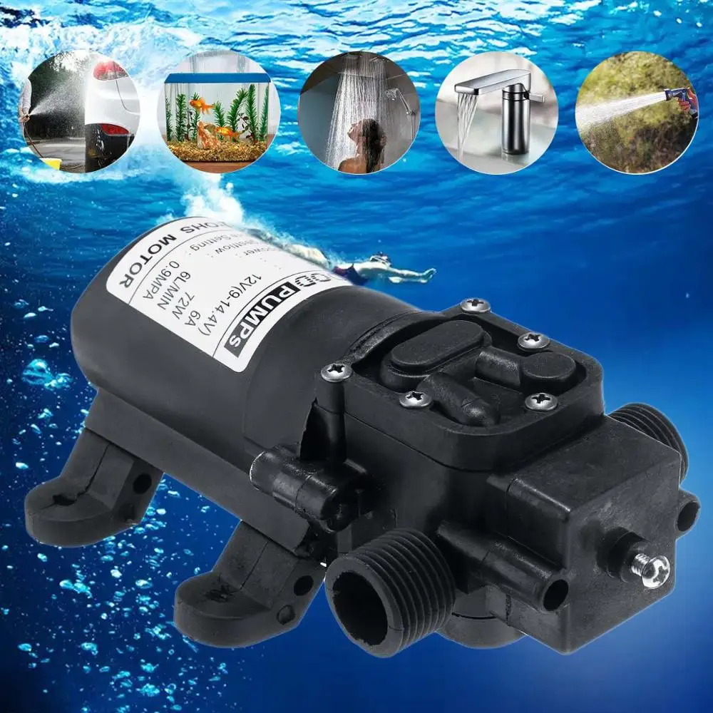 

DC 12V 130PSI 6L/min 72W Electric Water Pump Black Micro High Pressure Diaphragm Water Pump Sprayer Car Wash 12 V