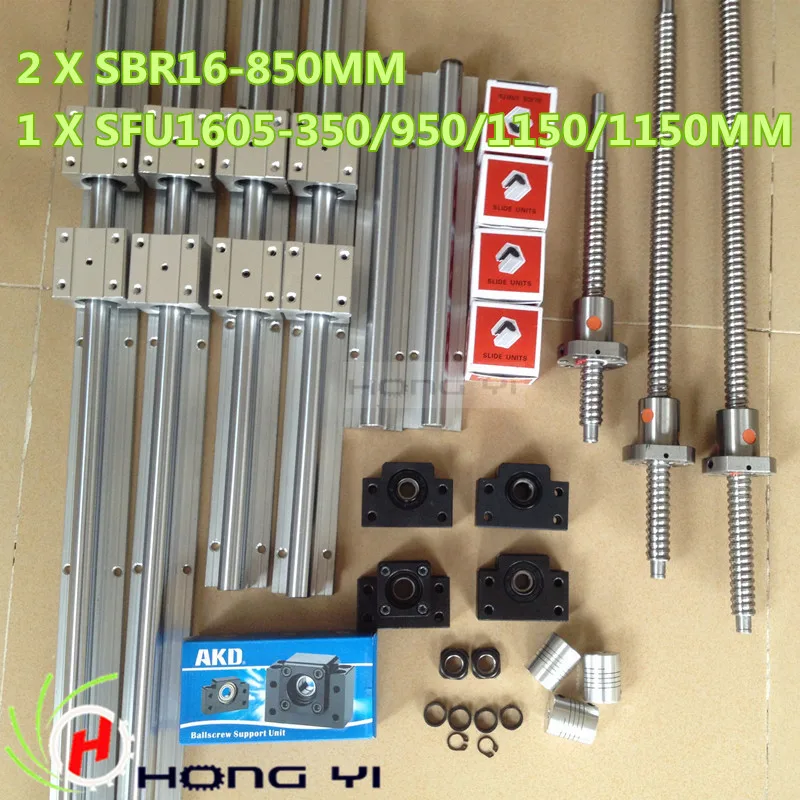

2pcs linear guide SBR16 L = 850MM & 4pcs BALLSCREW sfu1605 - 350/950/1150/1150MM & 4pcs BK12 BF12 & 4pcs Couplers 6.35 * 10