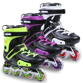 

2019 NEW Inline Professional Adult Women Men Slalom Ice Skating Skate Shoes Washable PU Wheels Adulto 3 Colors Super Quality
