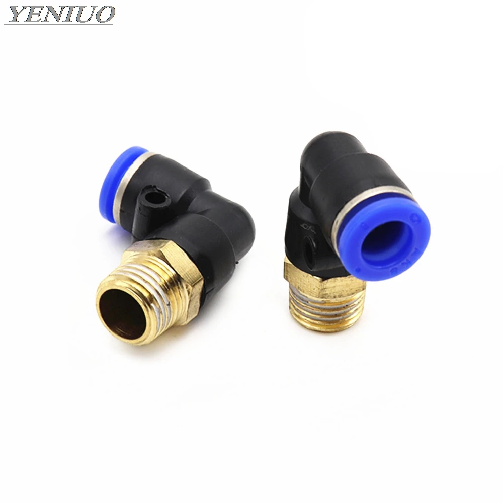 

PL" Hose OD 4 6 8 10 12mm - 1/8'' 1/4'' 3/8'' 1/2'' BSP Male Thread Pneumatic Tube Elbow Connector Tube Air Push In Fitting
