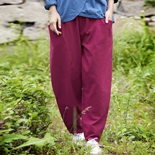 Летние и весенние женские хлопковые и льняные синие/красные/белые женские шаровары Chi taijiquan zen медитация брюки кунг-фу Брюки-ушу