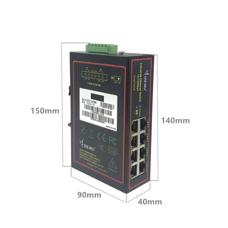 5V 58V 8 port 10/100M DIN рейка неуправляемые промышленные коммутаторы Ethernet|Сетевые