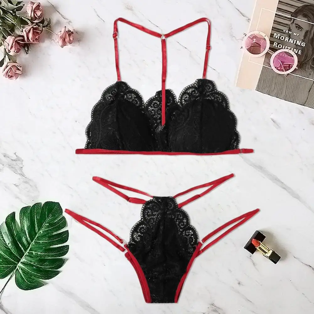 

2pcs Set Women Pajama Sets Sexy Lingerie Nightwear temptation Trim Bra Vest Shorts Lace Sling Cami Lady Silk Satin Sleepwear P3