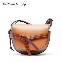 

FoxTail & Lily Genuine Leather Patchwork Crossbody Bag Luxury Handbags Women Bags Designer Beautiful Lady Shoulder Messenger Bag