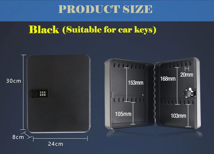 Wall Mounted Key Cabinet Password Lock Security Keybox Storage Box Contains 36 key card For Company Home Office Hanging Car Keys