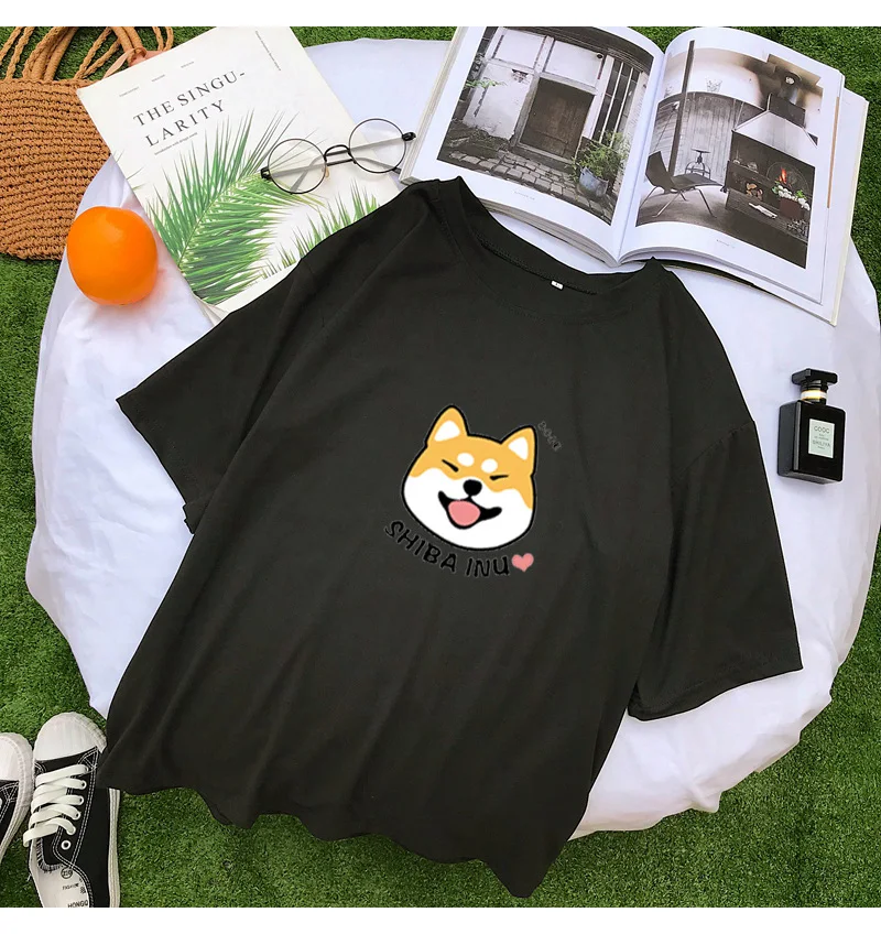 Shiba T Shirt Women Summer Kawaii Funny Cartoon Tee Shirt Femme Korean Fashion Clothes Casual Streetwear Harajuku Camiseta Mujer (7)