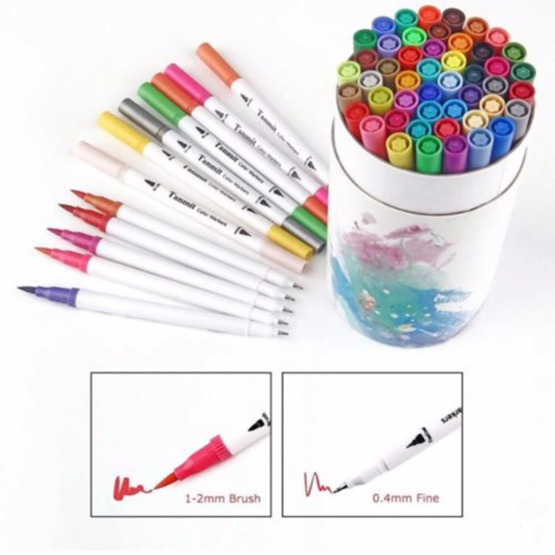 

Fineliners Marker Pen Watercolor Coloring Highlighters 60 Colors Dual Tip Brush Markers Pens Art Paint Hot Pro