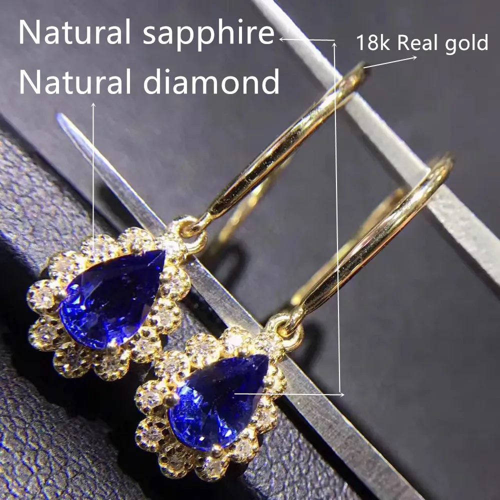 real natural diamond sapphire earrings