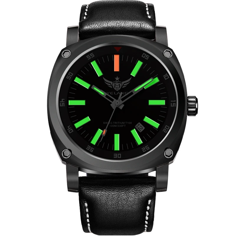 YELANG V3.3 زائد السوبر مشرق غاز التريتيوم مضيئة رجل الياقوت مرآة الرجال الأعمال titanium سبائك التلقائي الميكانيكية ووتش