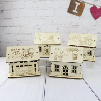 

1PC Wooden Villa Saving Money Coin Box Piggy Bank with Night Light for Kids Toy Gift Birthday Gift Home Decor Ornament MO 013