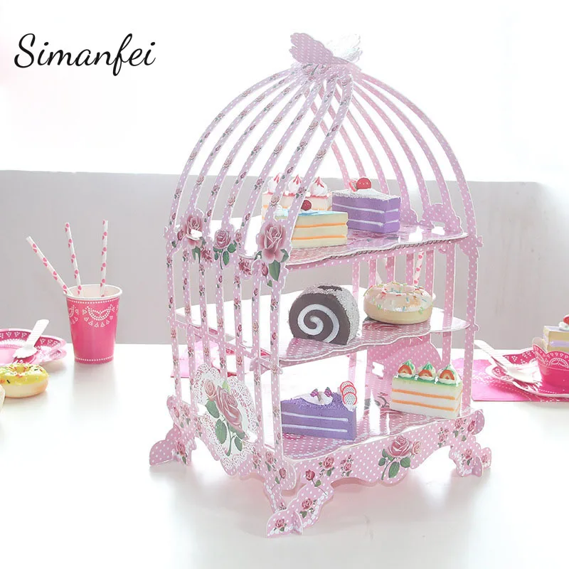 

Simanfei Disposable Tableware 2019 Cartoon Children Birthday Cake Multilayer cake rack Party Wedding Carnival Tableware Supplies