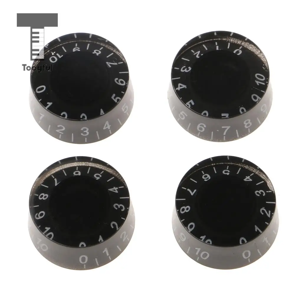 Tooyful Set of 4 Black Plastic Speed Volume Control Knobs with White Scale Replacement for LP Electric Guitar Parts 