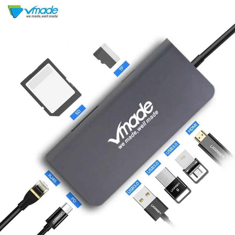 Vmade mini type C Кабель USB 3,0 концентратор с TF SD ридером Thunderbolt 3 адаптер для samsung Apple Macbook huawei mate 10 Pro