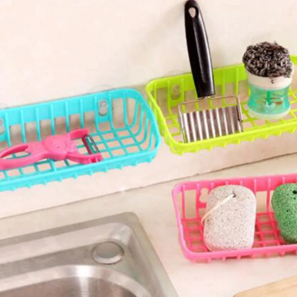 

Kitchen Drain Rack Suction Cup Sink Double Shelf Soap Sponge Kitchen Sucker Storage Tool Storage Boxes Holders Racks Drop Ship