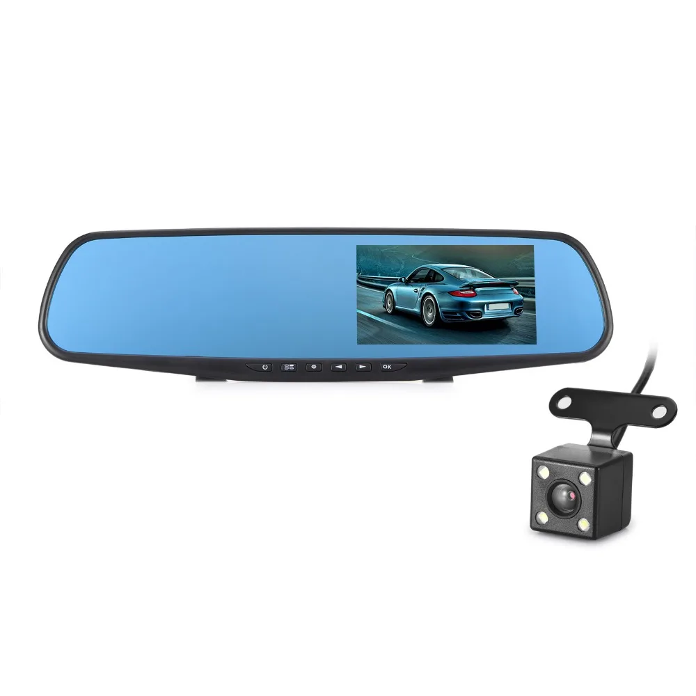 Onever 4," 1080 P Full HD зеркало заднего вида с DVR и камерой видеорегистратор Автомобильный видеорегистратор двойной объектив камера зеркало заднего вида навигатор