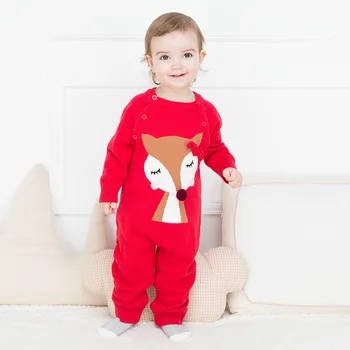 

High Quality Baby Autumn Winter Clothing Fashion Cartoon Animal Printing Long Rompers Full Sleeves Soft Little Baby Clothing
