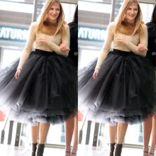 Новая мода новейшие дизайны Женская 5 слоев тюля атласная юбка по колено, сплошной естественный Цвет бальное платье юбка-пачка Для женщин