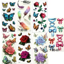 Temporary Tattoos Sticker Water Transfer Tattoos for Body Art Cool 3D Waterproof Temporary Tattoos for Girls Flower Tattoos