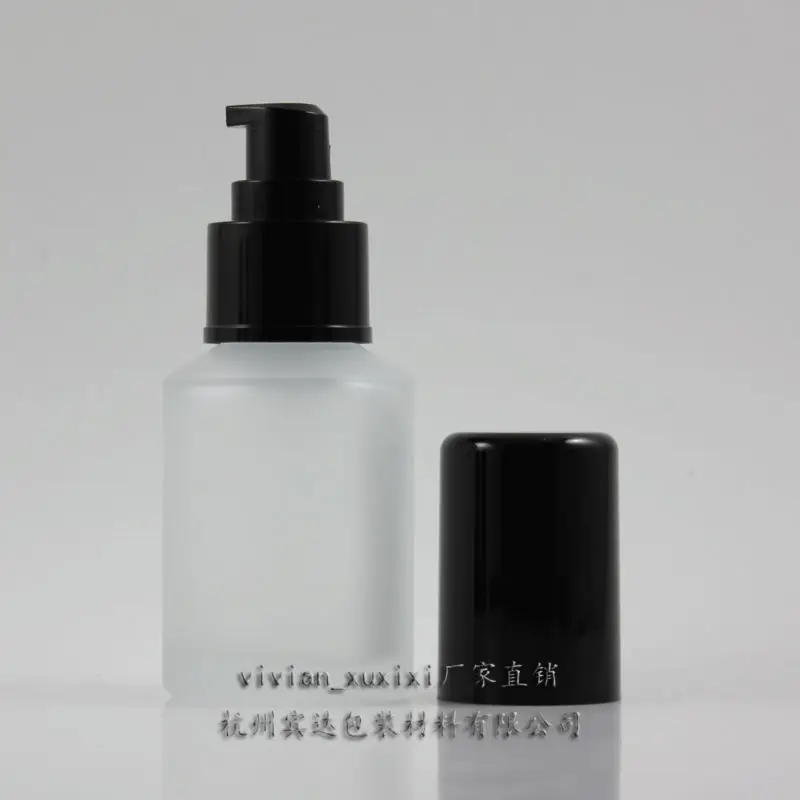 Download 60ml clear frosted Glass lotion bottle with black plastic lotion pump,cosmetic packing,cosmetic ...