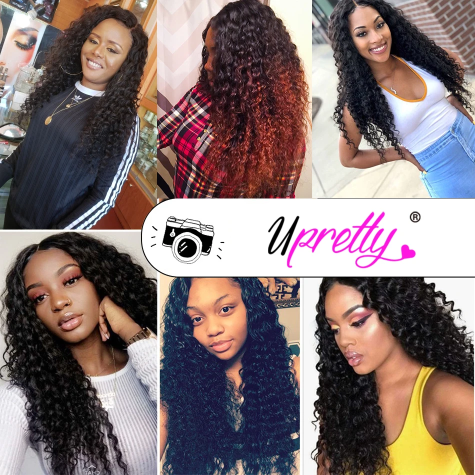 Upretty Hair Deep Wave Bundles With Frontal Brazilian Hair Lace Frontal Closure With Bundles Human Hair 3 Bundles With Frontal Upretty Hair Deep Wave Bundles With Frontal Brazilian Hair Lace Frontal Closure With Bundles Human Hair 3 Bundles With Frontal