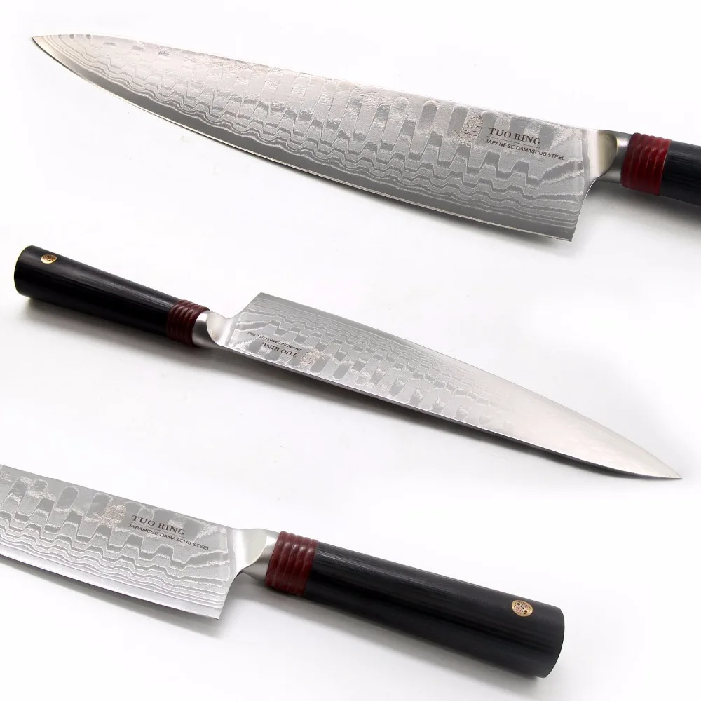 TUO столовые приборы нож шеф-повара-японский дамасский AUS-10 HC нержавеющая сталь кухонный нож повара-нескользящая эргономичная ручка G10-9,5''