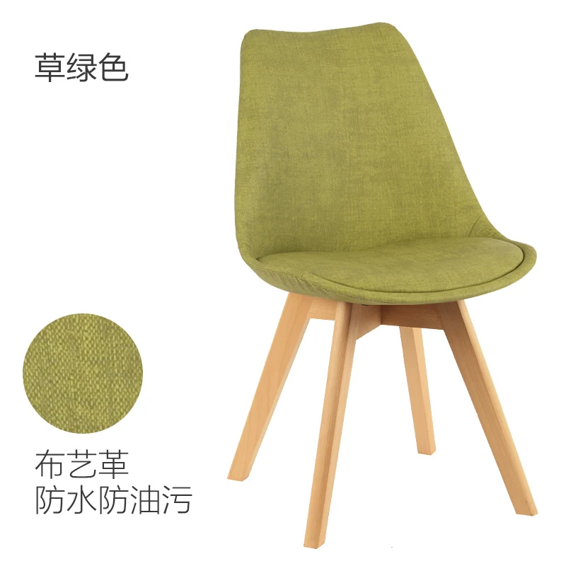 12 Nordic Modern Minimalist Solid Wood Desk Chair Leisure Chair Fabric Dining Chair To Discuss Chairs - Color: 12