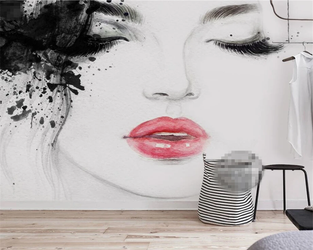 Beibehang カスタム壁紙ホーム家具壁画水絵画フレーミング リップス美容シンプルなテレビソファの背景の壁の 3d 壁紙 Custom Wallpaper 3d Wallpaperwall 3d Wallpaper Aliexpress