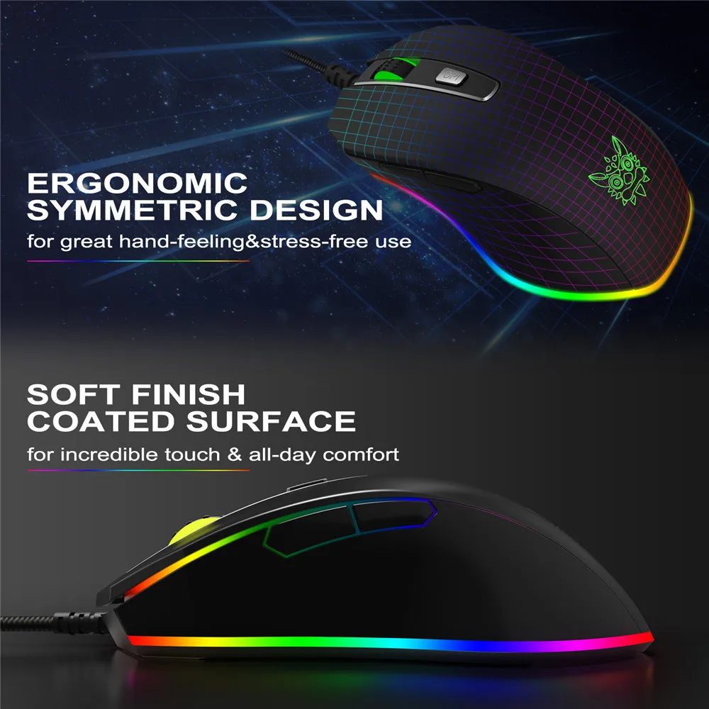 ONIKUMA CW60 8000 DPI Wired Gaming Mouse Mice 6 Buttons Design Breathing LED Colors for Gamer PC MAC (6)