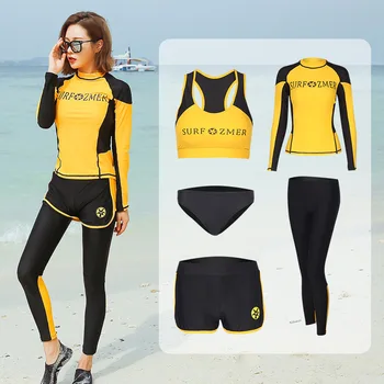 

Rashguard For Women Swimsuits Surfing Lycra Surf Diving Swimsuit Teenagers 2019 Rash Guard Zipper Split Long Sleeve Men Trousers
