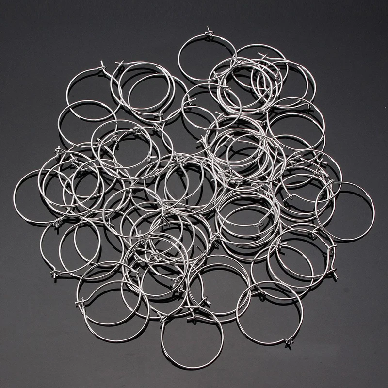 100pcs Wine Glass Charm Rings Silver Earring Hoops Metal Wire Hoops Earrings Drink Markers DIY Party Decoration 20mm~35mm 100pcs Wine Glass Charm Rings Silver Earring Hoops Metal Wire Hoops Earrings Drink Markers DIY Party Decoration 20mm~35mm