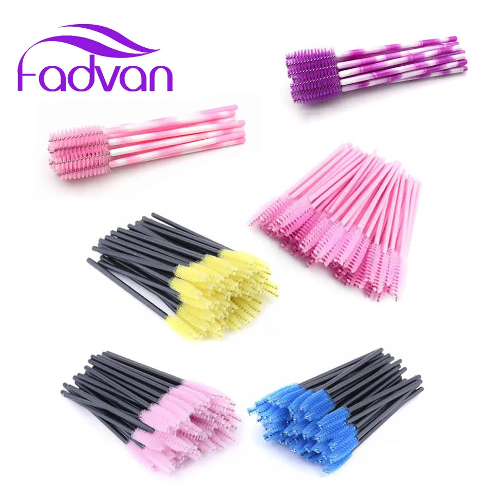 

Fadvan 50/100Pcs Plastic Handle Eyelashes Brush Disposable Eyelash Brushes Makeup Tool Synthetic Colorful Brushes for Eye Lashes