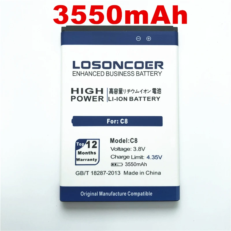 100 Original LOSONCOER 3550mAh C8 High Quality Battery For Oukitel C8 Batteryin Mobile Phone