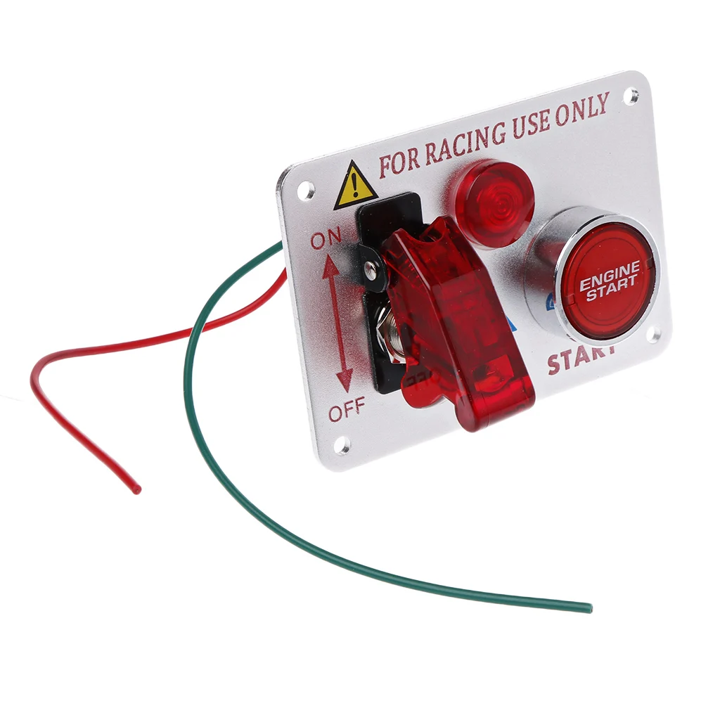 

Racing Car 12V Ignition Switch Panel Engine Start Push Button Red LED Toggle